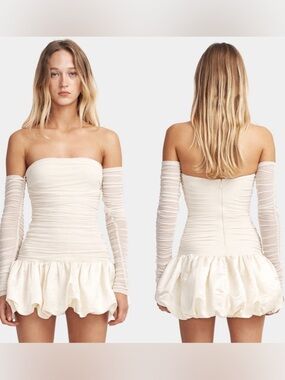 NWT Hansen & Gretel Women’s Ivory Taglioni Mini Dress Ruffle Bubble Hem XL